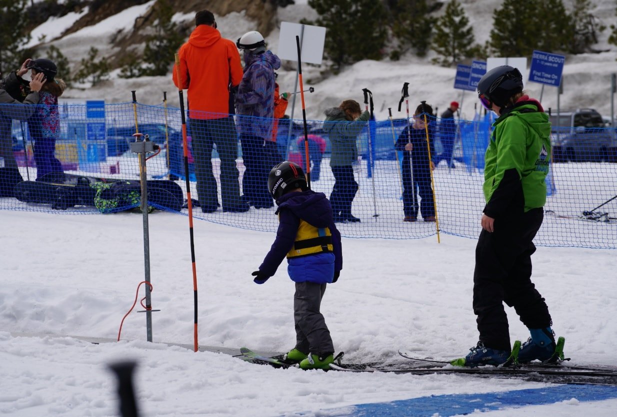 Childrens ski and snowboarding lessons at Diamond Peak Ski Resort in Incline Village. Photo from Shutterstuck.