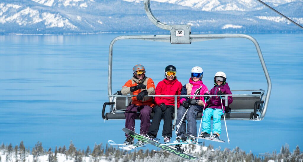Riding a chairlift in Lake Tahoe. Picture by visitlaketahoe.com.