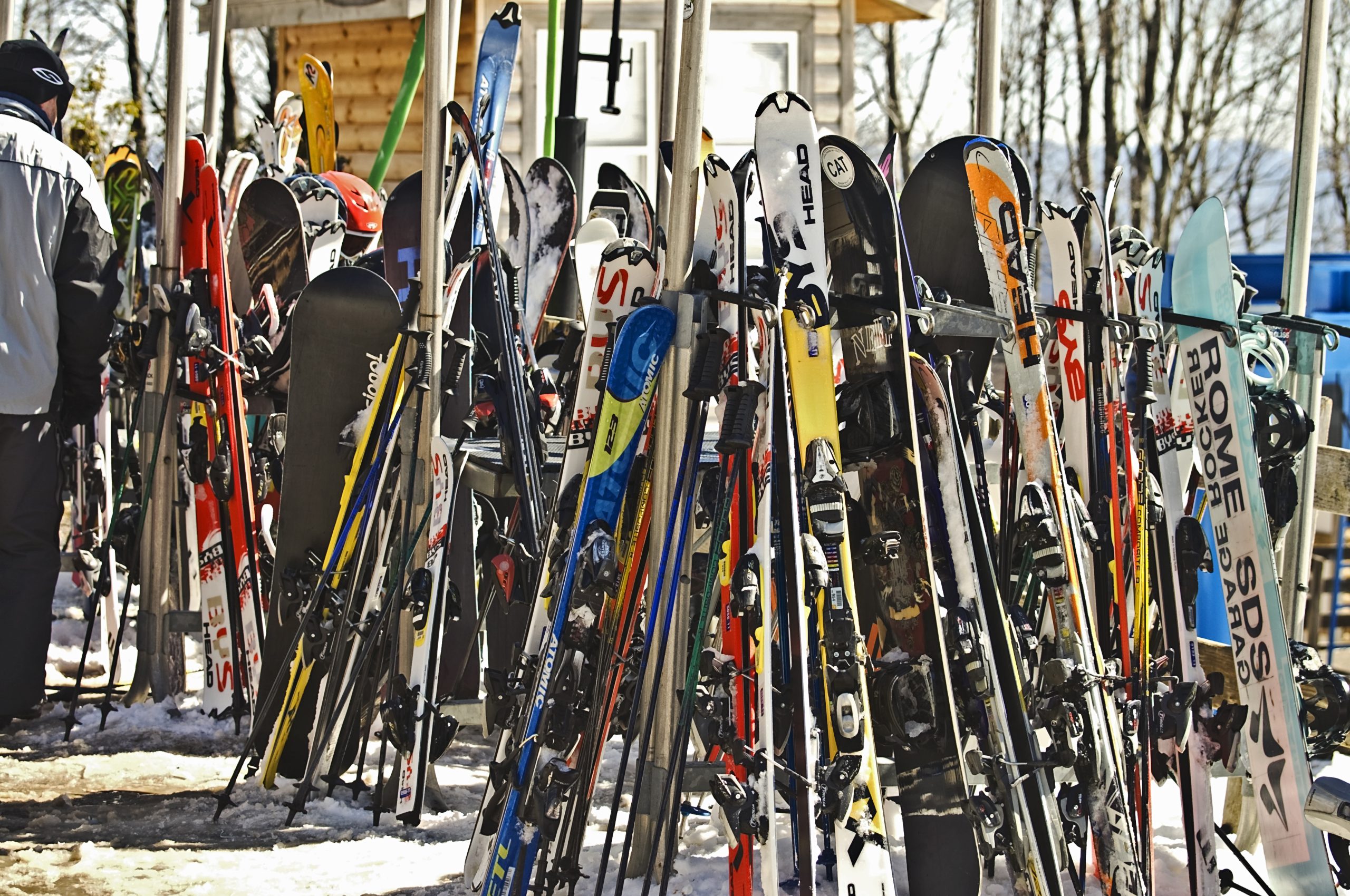 Skis placed in racks at Cataloochee Ski Resort.  © Susan Leggett | Dreamstime.com