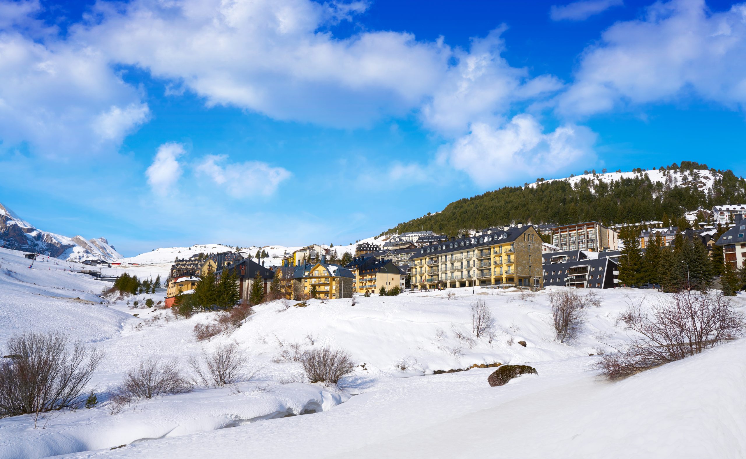 Candanchu skyline in Huesca on Pyrenees at Spain
